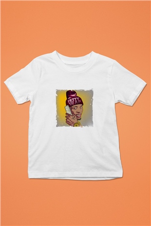 August Alsina Baskılı Unisex Beyaz Çocuk Tişört