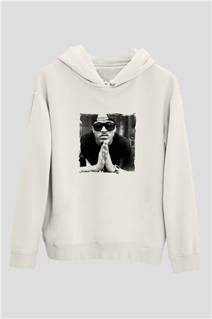 August Alsina Baskılı Unisex Beyaz Hoodie