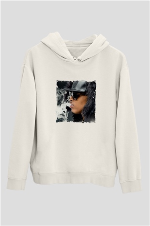 August Alsina Baskılı Unisex Beyaz Hoodie
