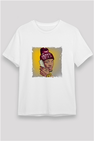 August Alsina Baskılı Unisex Beyaz Tişört