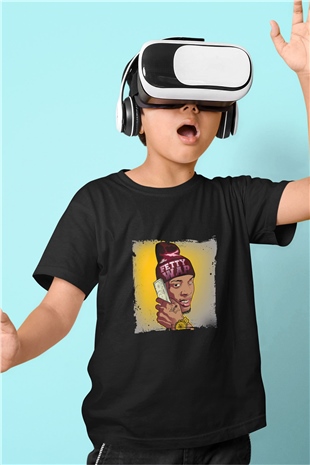 August Alsina Baskılı Unisex Siyah Çocuk Tişört