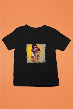 August Alsina Baskılı Unisex Siyah Çocuk Tişört