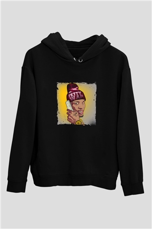 August Alsina Baskılı Unisex Siyah Hoodie