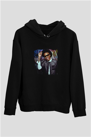 August Alsina Baskılı Unisex Siyah Hoodie