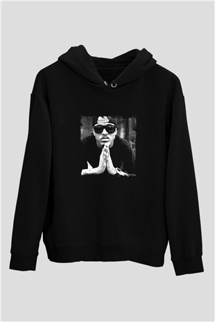 August Alsina Baskılı Unisex Siyah Hoodie