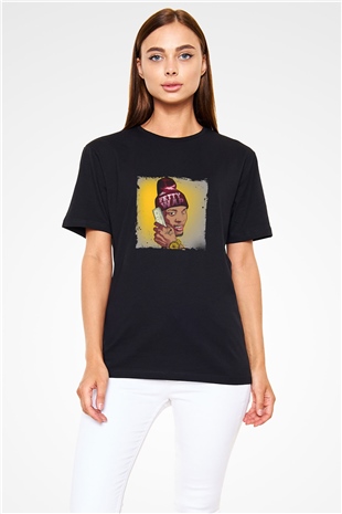August Alsina Baskılı Unisex Siyah Tişört