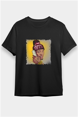 August Alsina Baskılı Unisex Siyah Tişört