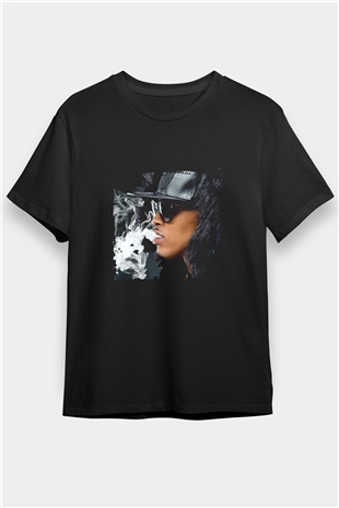 August Alsina Baskılı Unisex Siyah Tişört