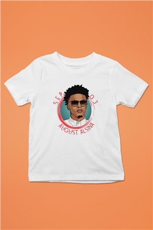August Alsina Beyaz Unisex Çocuk Tişört