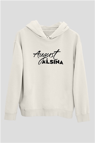 August Alsina Beyaz Unisex Kapüşonlu Sweatshirt