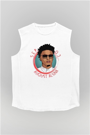 August Alsina Beyaz Unisex Kolsuz Tişört