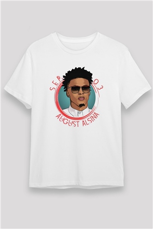 August Alsina Beyaz Unisex Tişört T-Shirt - TişörtFabrikası