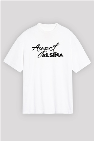 August Alsina Beyaz Oversize Tişört Oversize T-shirt - TişörtFabrikası