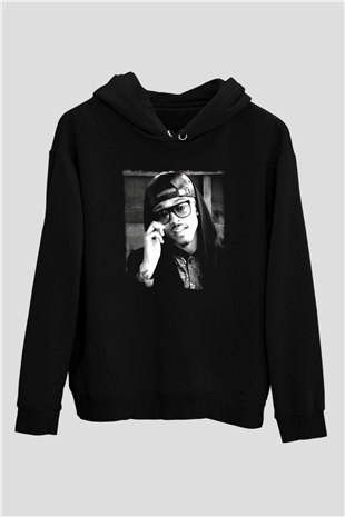 August Alsina Siyah Unisex Kapüşonlu Sweatshirt
