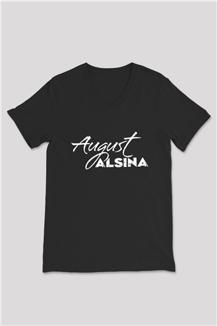 August Alsina Siyah Unisex V Yaka Tişört