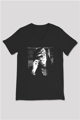 August Alsina Siyah Unisex V Yaka Tişört