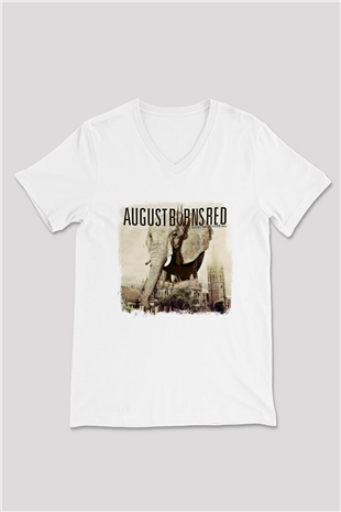 August Burns Red Baskılı Unisex Beyaz V Yaka Tişört
