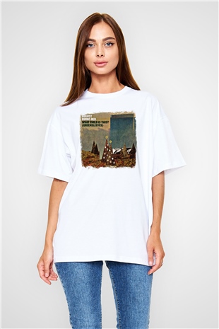 August Burns Red Baskılı Unisex Beyaz Oversize Tişört
