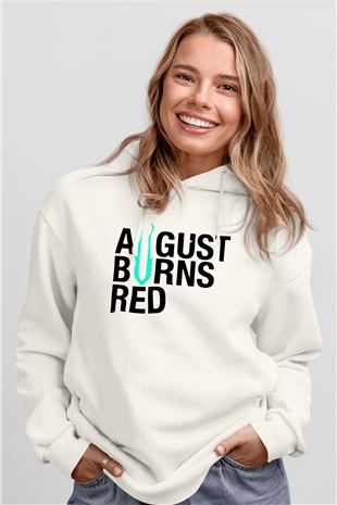 August Burns Red Beyaz Unisex Kapşonlu Sweatshirt