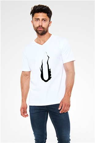 August Burns Red Beyaz Unisex V Yaka Tişört T-Shirt