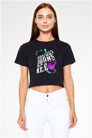 August Burns Red Siyah  Crop Top Tişört