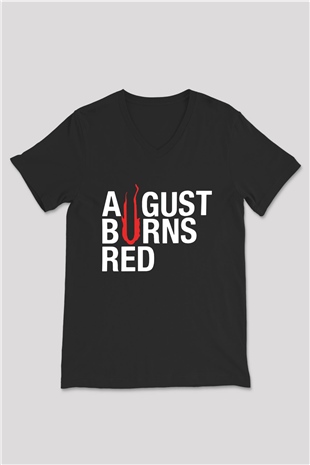 August Burns Red Siyah Unisex V Yaka Tişört T-Shirt
