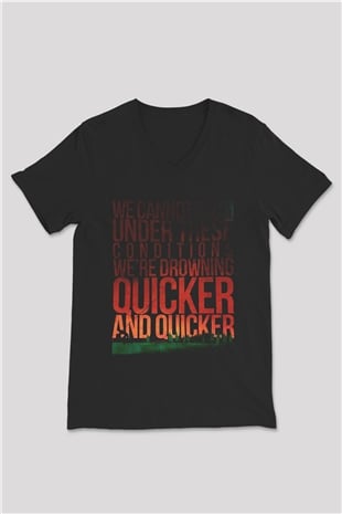 August Burns Red Siyah Unisex V Yaka Tişört T-Shirt
