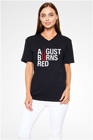 August Burns Red Siyah Unisex V Yaka Tişört T-Shirt