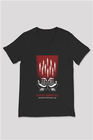 August Burns Red Siyah Unisex V Yaka Tişört T-Shirt