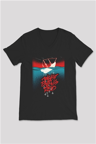 August Burns Red Siyah Unisex V Yaka Tişört T-Shirt