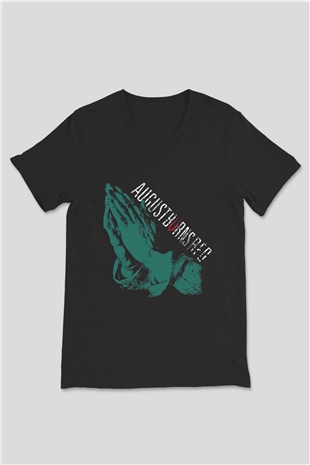 August Burns Red Siyah Unisex V Yaka Tişört T-Shirt