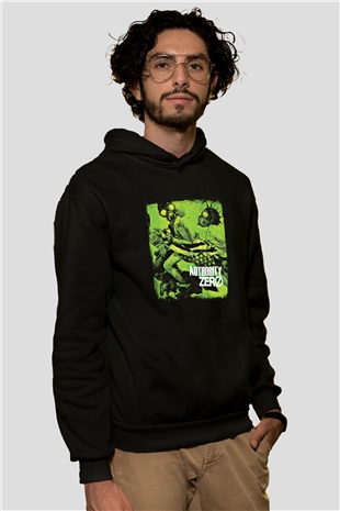 Authority Zero Baskılı Unisex Siyah Hoodie
