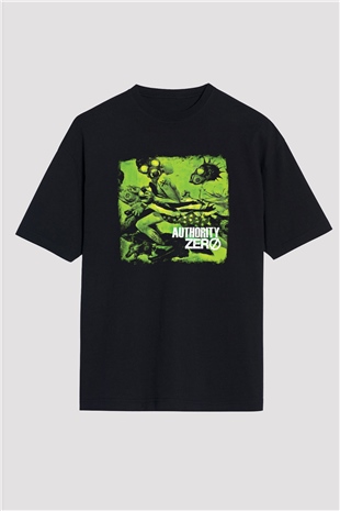 Authority Zero Baskılı Unisex Siyah Oversize Tişört