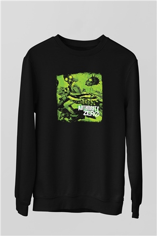 Authority Zero Baskılı Unisex Siyah Sweatshirt