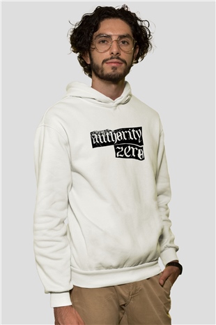 Authority Zero Beyaz Unisex Kapüşonlu Sweatshirt