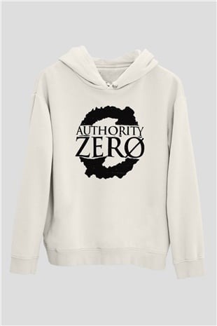 Authority Zero Beyaz Unisex Kapüşonlu Sweatshirt