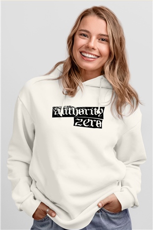 Authority Zero Beyaz Unisex Kapüşonlu Sweatshirt
