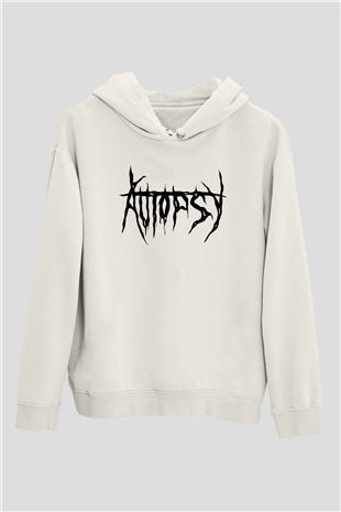 Autopsy Beyaz Unisex Kapşonlu Sweatshirt