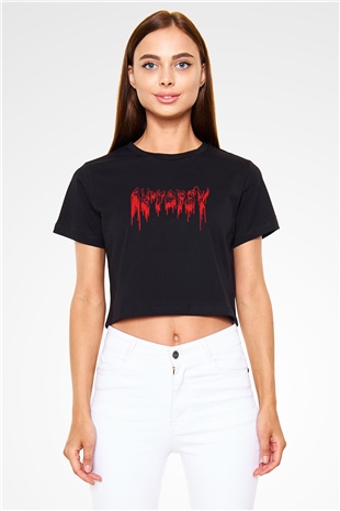 Autopsy Siyah  Crop Top Tişört