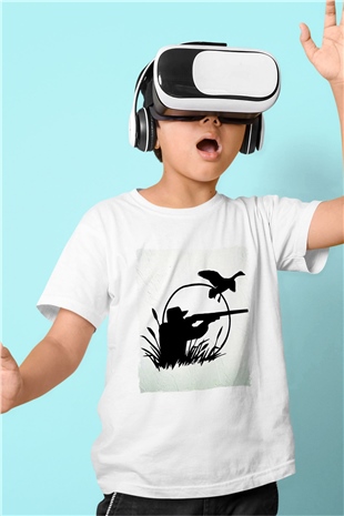 Avcı Beyaz Unisex Çocuk Tişört