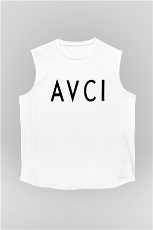 Avcı Beyaz Unisex Kolsuz Tişört