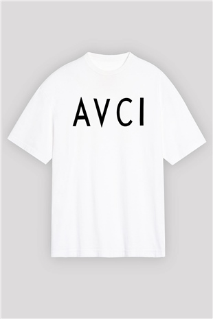Avcı Beyaz Unisex Oversize Tişört T-Shirt