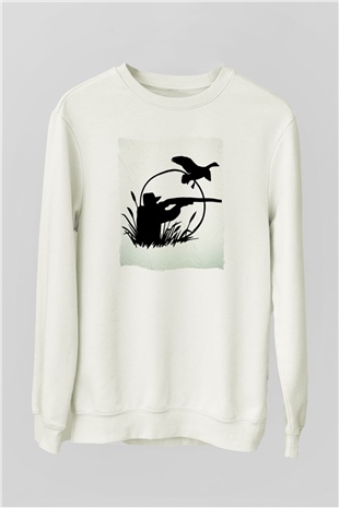 Avcı Beyaz Unisex Sweatshirt