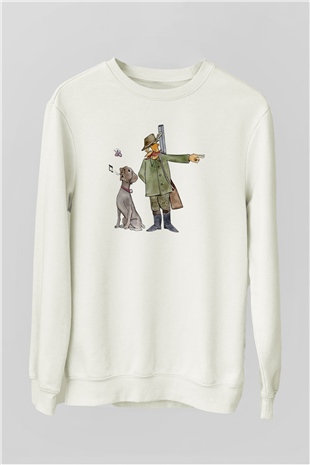 Avcı Beyaz Unisex Sweatshirt