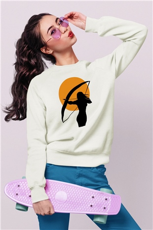 Avcı Beyaz Unisex Sweatshirt