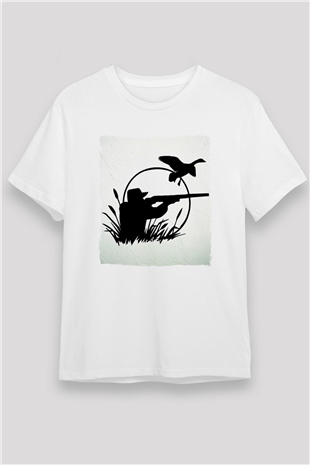Avcı Beyaz Unisex Tişört T-Shirt - TişörtFabrikası