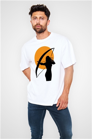 Avcı Beyaz Oversize Tişört Oversize T-shirt - TişörtFabrikası