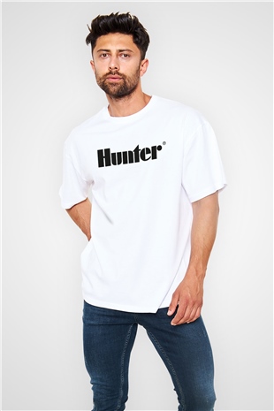 Avcı Beyaz Oversize Tişört Oversize T-shirt - TişörtFabrikası