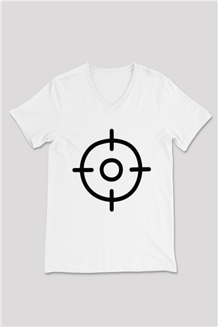 Avcı Beyaz Unisex V Yaka Tişört T-Shirt