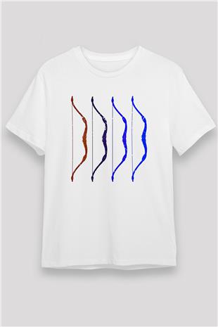 Avcılık Baskılı Unisex Beyaz Tişört - Tshirt